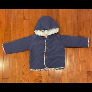 6-12M BAby Boden padded cord jacket with floral lining